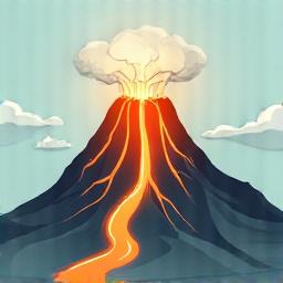 Icona di un vulcano con onde di dati che emanano